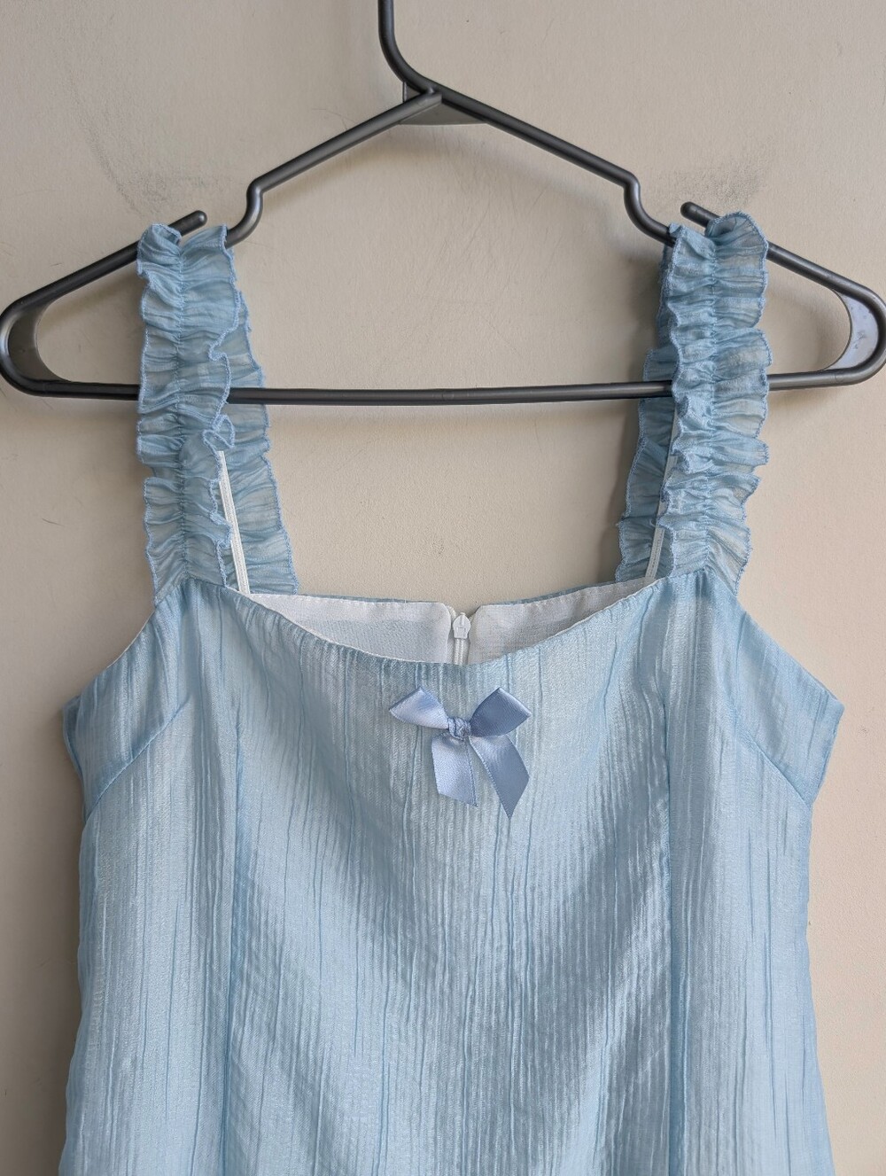 Baby Blue Ruffle Strap Mini Dress - Picture 3 of 4